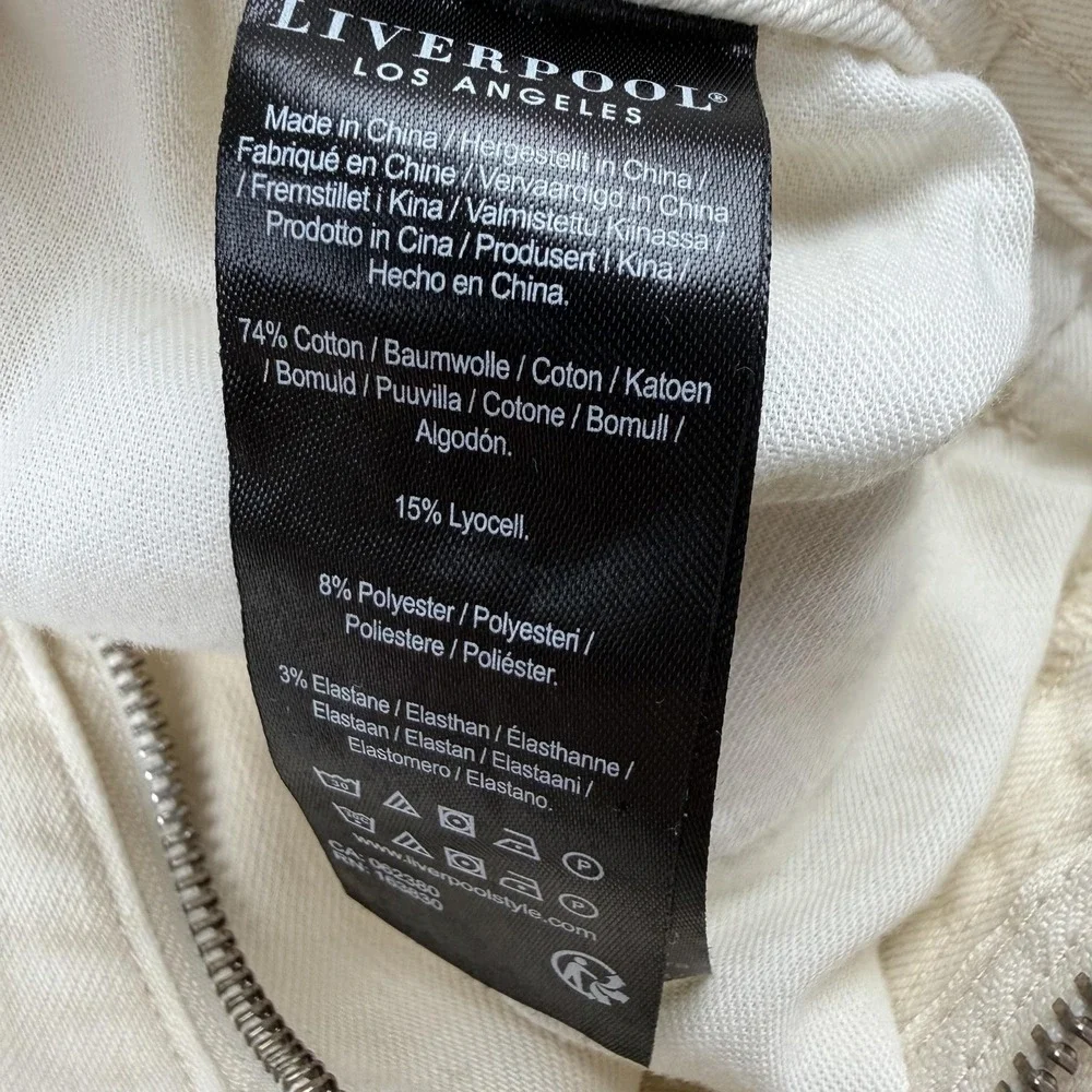 Liverpool Jeans Mens 33x32 White Kingston Modern Slim Straight Stretch Denim